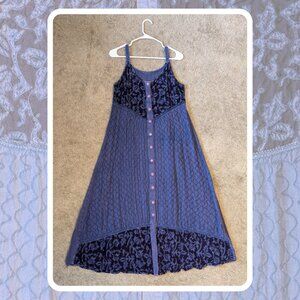 Purple Embroidered Button-Down Maxi Dress